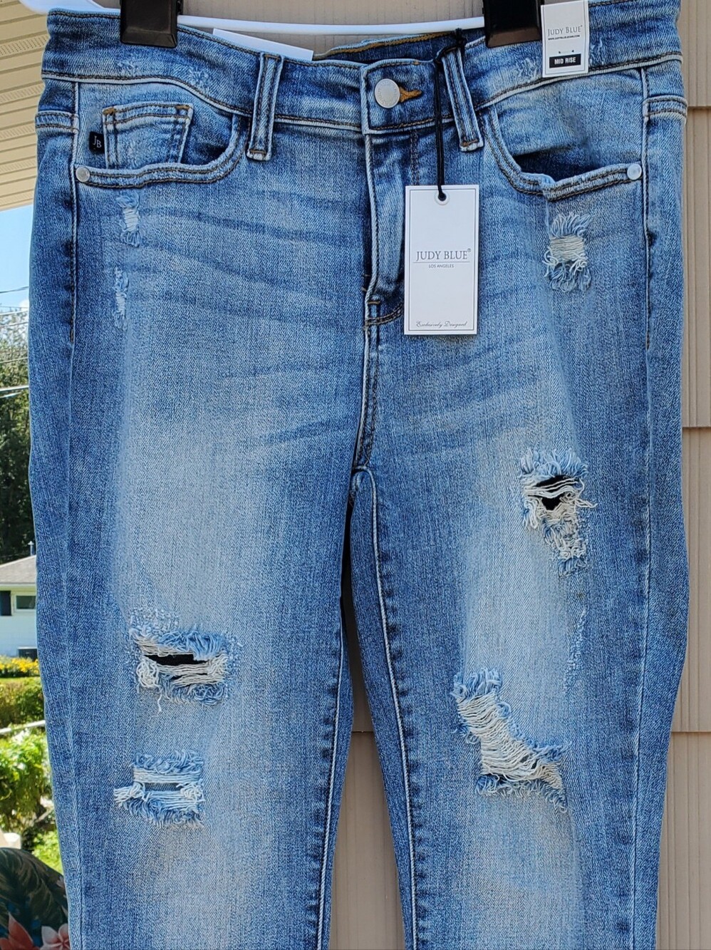 Judy Blue Faded Light Blue Distressed Boyfriend Jeans
